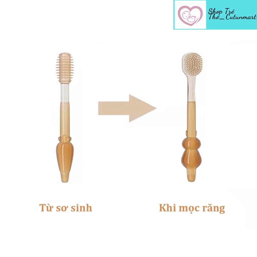 Set rơ lưỡi và bàn chải đánh răng silicon cho bé từ 0 - 18 tháng