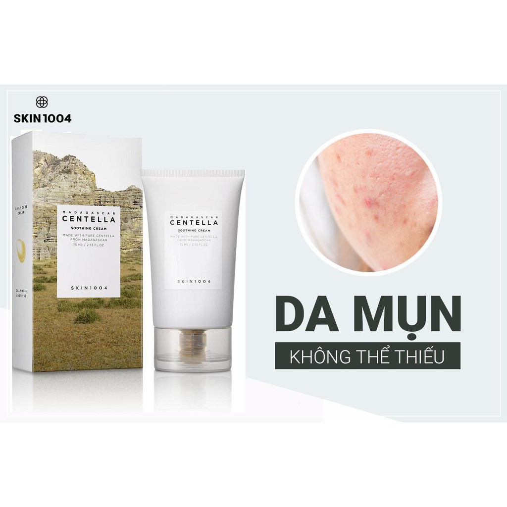 Kem Dưỡng Trắng Da, Giảm Mụn Chiết Xuất Rau Má Skin1004 Madagascar Centella Soothing Cream 75ml
