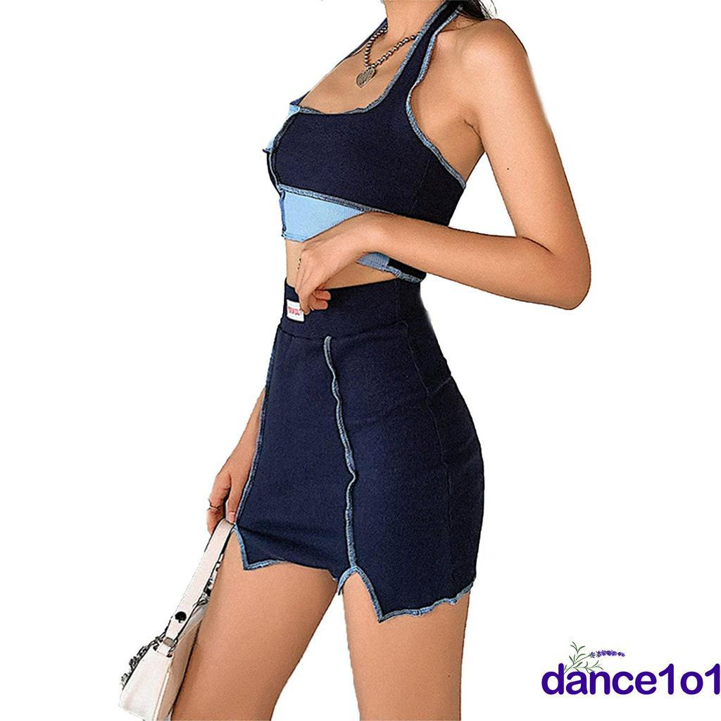 Set Áo Lửng 2 Dây + Chân Váy Ngắn Quyến Rũ Cho Nữ