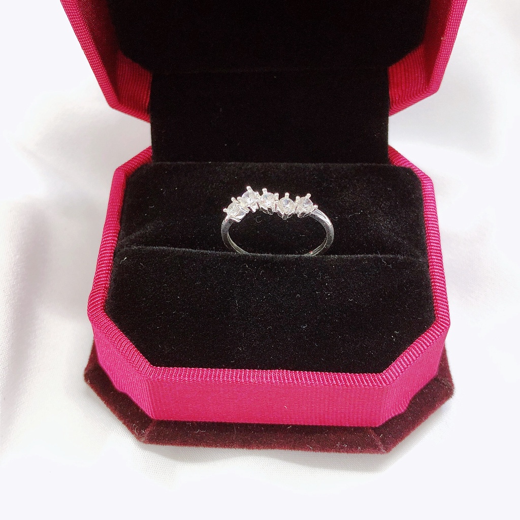 Xả kho nhẫn nữ bạc thật mặt sóng đính đá nhỏ siêu xinh LINH MIU SILVER