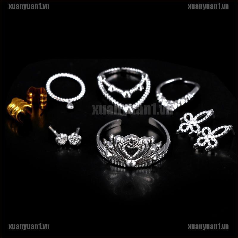 [XUANYUAN1] Set 10 Vương Miện Nhựa Màu Bạc / Vòng Tay / Vòng cổ Cho Búp Bê