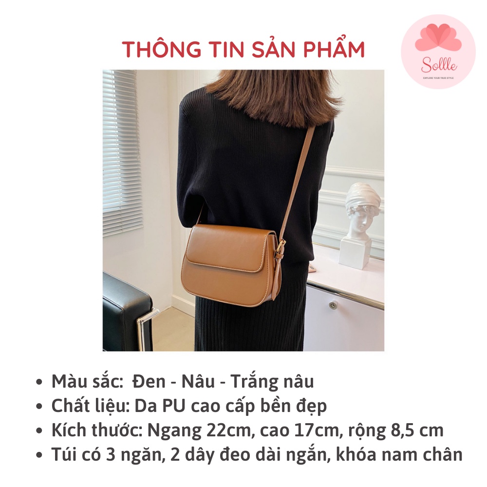 Túi xách nữ đẹp đeo chéo thời trang công sở cao cấp da PU phong cách Hàn Quốc Sollle