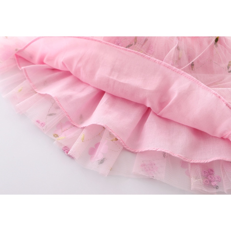 Chân Váy Xoè Tutu Phối Lưới Hoạ Tiết Hoa Nữ Tính Cho Bé