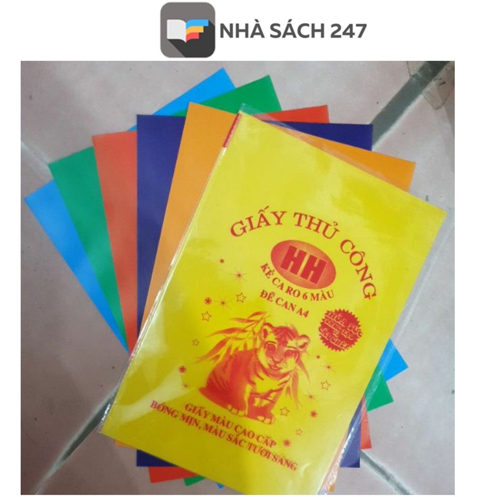 Giấy thủ công Hồng Hà kẻ caro 6 màu đề can A4 có dính sẵn dễ dàng sử dụng mà không phải dùng hồ dán hoặc băng dính