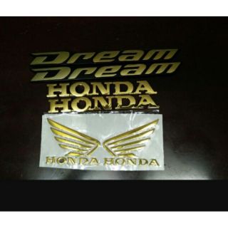Bộ tem honda Dream vàng chữ nổi 6 miếng
