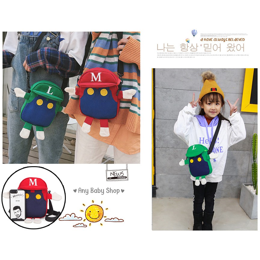 Túi đeo đi chơi ,đi Tết hình anh em nhà Super Mario cho cả người lớn và trẻ em với 2 màu cực xinh ( hàng có sẵn) ❣❣