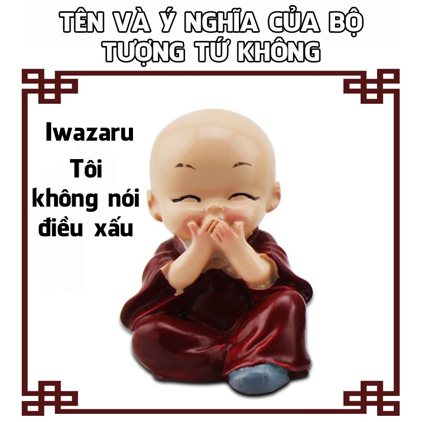 Bộ tượng chú tiểu tứ không bộ tượng phong thủy trang trí xe hơi bàn làm việc