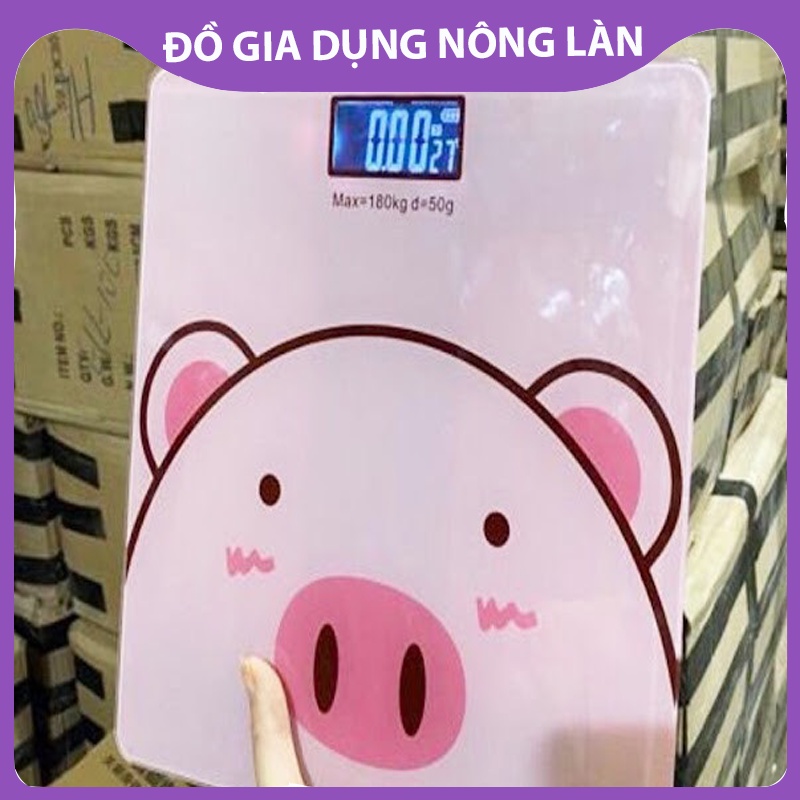 Cân sức khỏe heo hồng sạc điện - màn hình LCD NL Shop