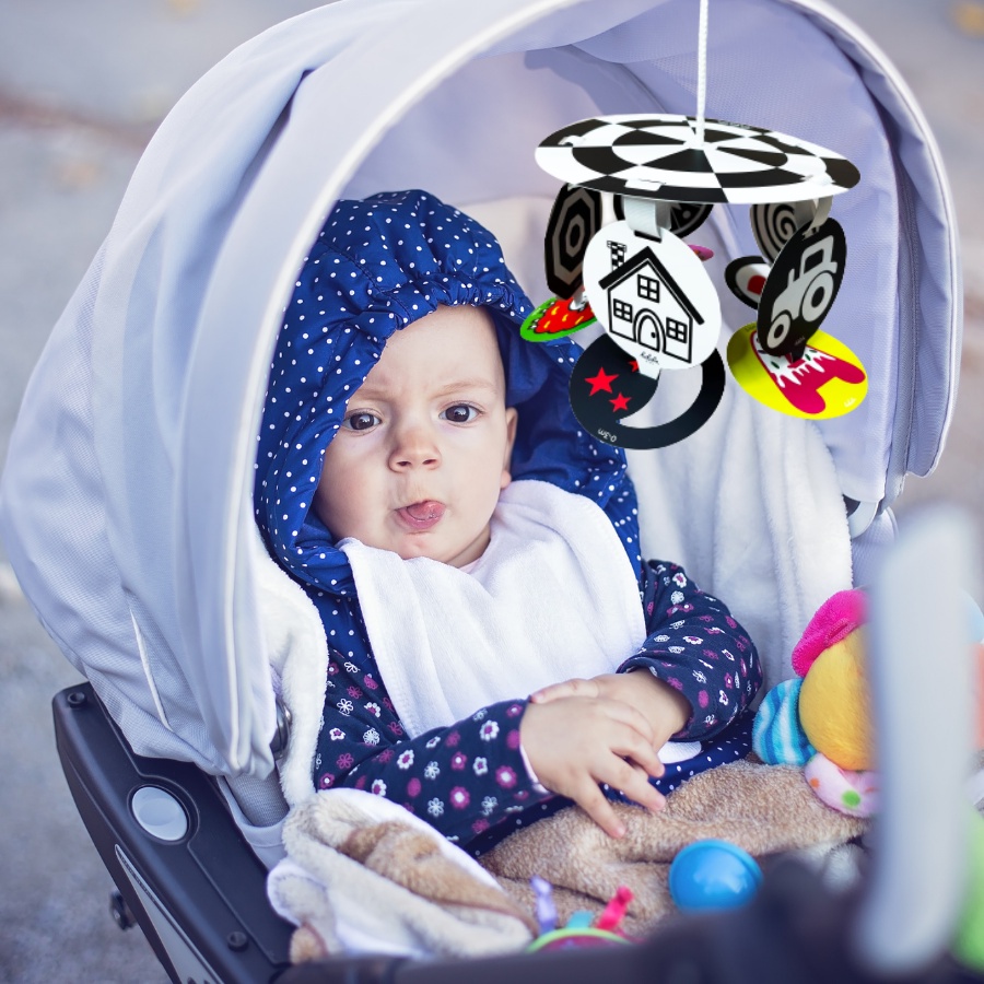 Bộ treo cũi nôi đen trắng - màu Lalala Baby, đồ chơi treo kệ chữ A kích thích thị giác cho bé, giáo dục sớm - Hobi Store