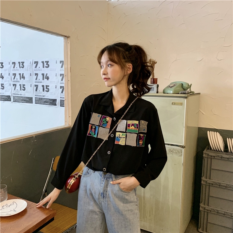 Áo sơ mi nữ SUXI cổ polo thêu hoa thời trang