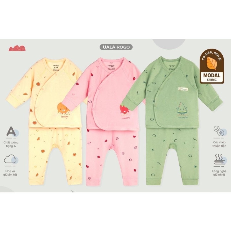 Bộ sơ sinh cài lệch vải Modal Ualarogo