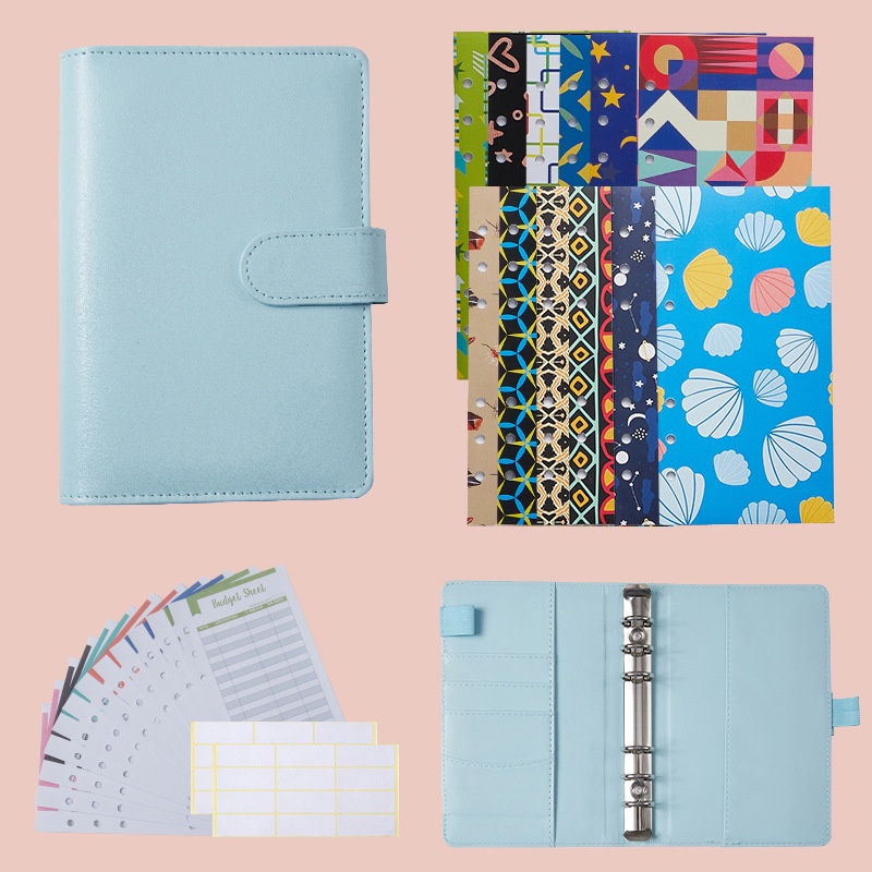 Sổ còng bìa da A6 SOSAMA sổ tay bìa da PU gáy còng kèm phụ kiện và giấy note đa năng SN-001423