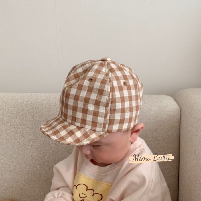 Mũ lưỡi trai mềm họa tiết kẻ caro xinh xắn cho bé MH126 Mimo Baby