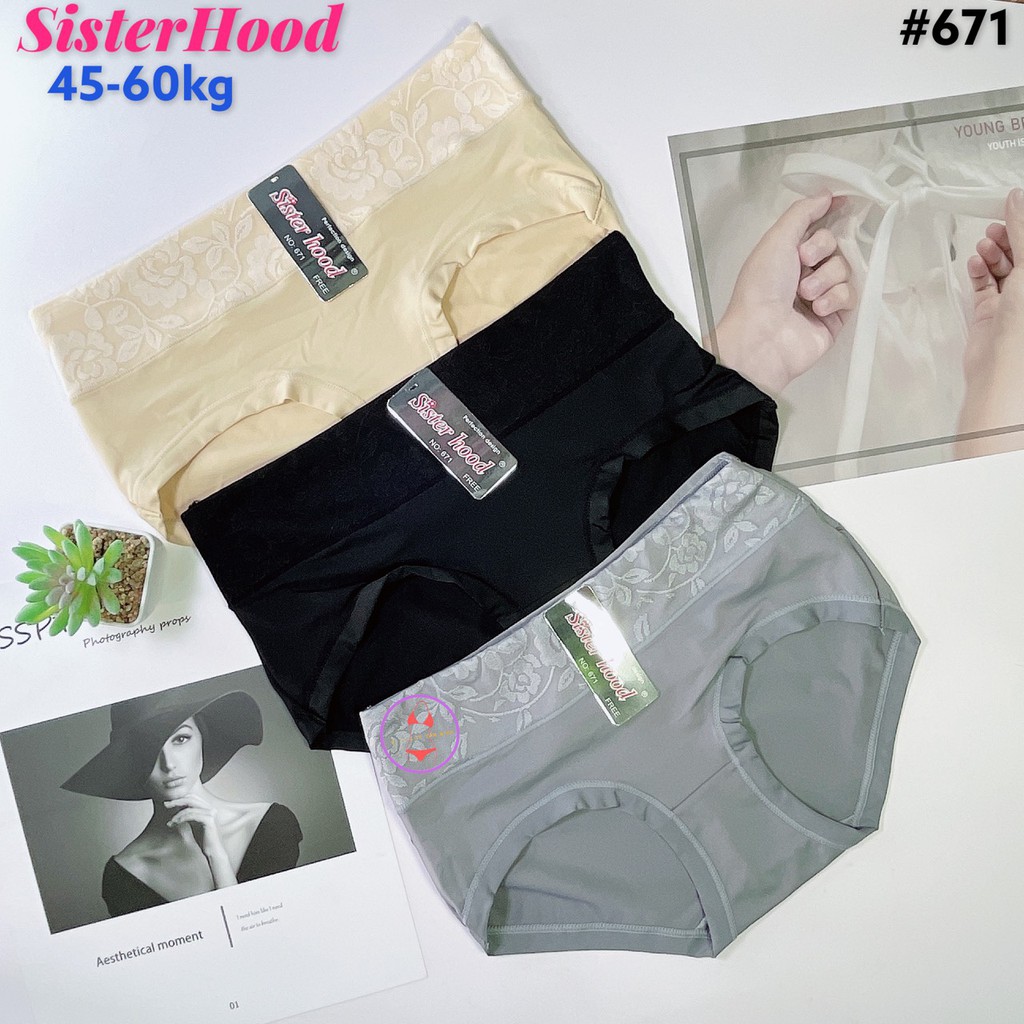 Quần lót Thái Lan cạp cao phối họa tiết chất thun lạnh dày dặn cao cấp FreeSize 45-60kg