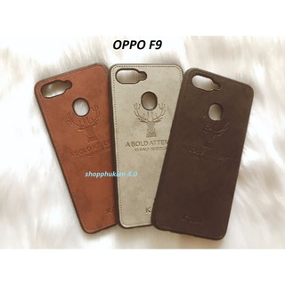 Ốp lưng giả da Oppo F9 họa tiết hươu sang trọng Chất Mịn
