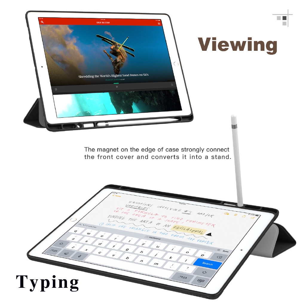 Bao Da PU + TPU Mỏng Nhẹ Kèm Giá Đỡ Bút Cảm Ứng Cho iPad Pro 12.9 2017 / 2015 (1st &amp; 2nd)