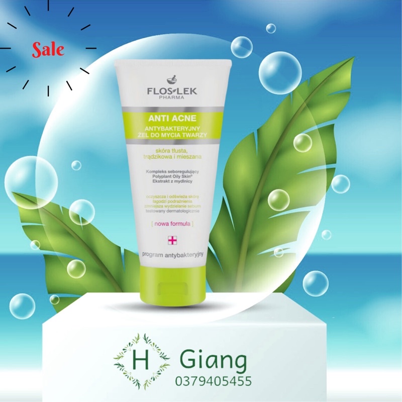 [CHÍNH HÃNG] Sữa Rửa Mặt Floslek Diụ Nhẹ - Floslek Anti Acne Bacterial Face Cleansing Gel 200ml