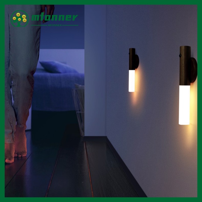 Đèn Led Gắn Tường Cảm Biến Cơ Thể Người Bằng Gỗ Mfonner Sử Dụng Pin 500 Mah Có Thể Sạc Lại