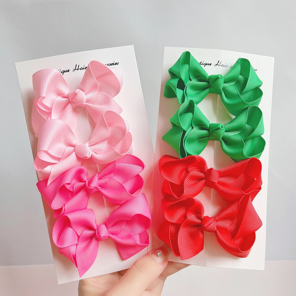 Kẹp tóc nơ KIDSBOWS màu trơn cỡ 3inch thời trang xinh xắn cho bé gái