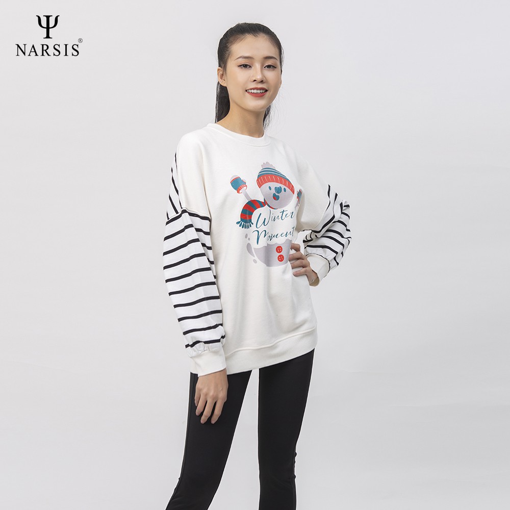 Áo Hoodie nữ Narsis L0072 chất Cotton màu đen trắng ngà