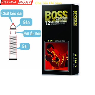 [Che Tên Sản Phẩm Khi Giao] BAO CAO SU BOSS 4 IN 1 Gân ( Chính Hãng )