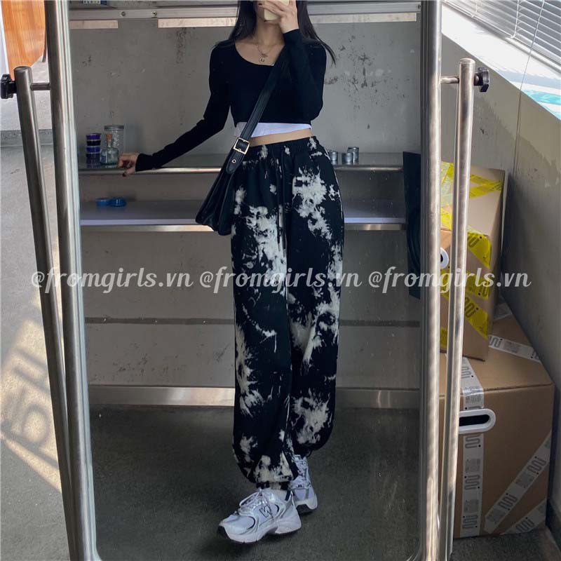 Quần jogger loang, quần jogger nỉ da cá cool ngầu ulzzang Hàn Quốc - QJG03