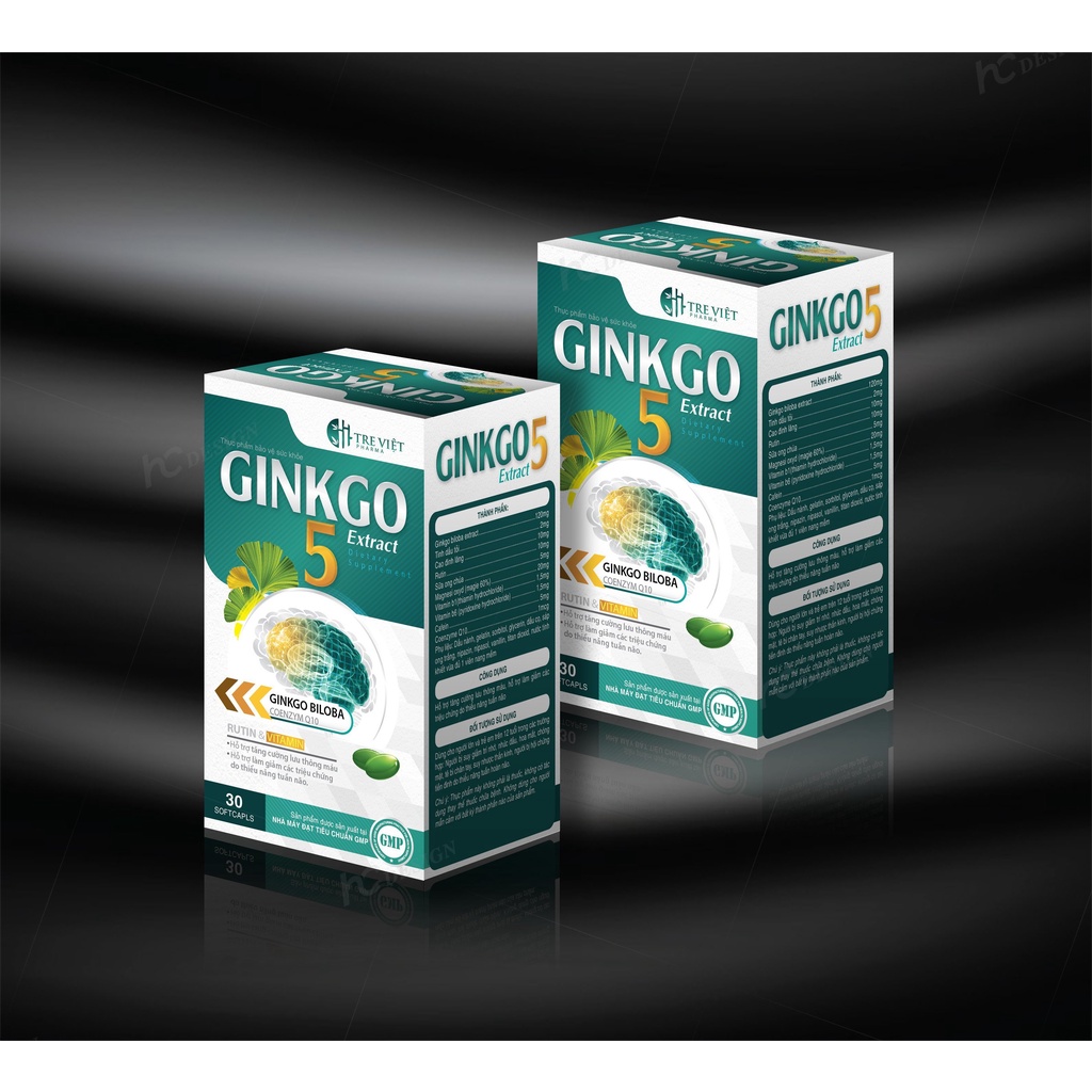 Viên Uống Bổ Não Ginkgo 5Extra Thành Phần Tinh Dầu Tỏi, Sữa Ong Chúa, Hỗ Trợ Tăng Cường Lưu Thông Máu, Giảm Đau Đầu, Chó