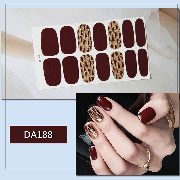 Bộ nail sticker 14 miếng dán móng tay trang trí 3D DA181-DA200  xinh xắn chống thấm nước