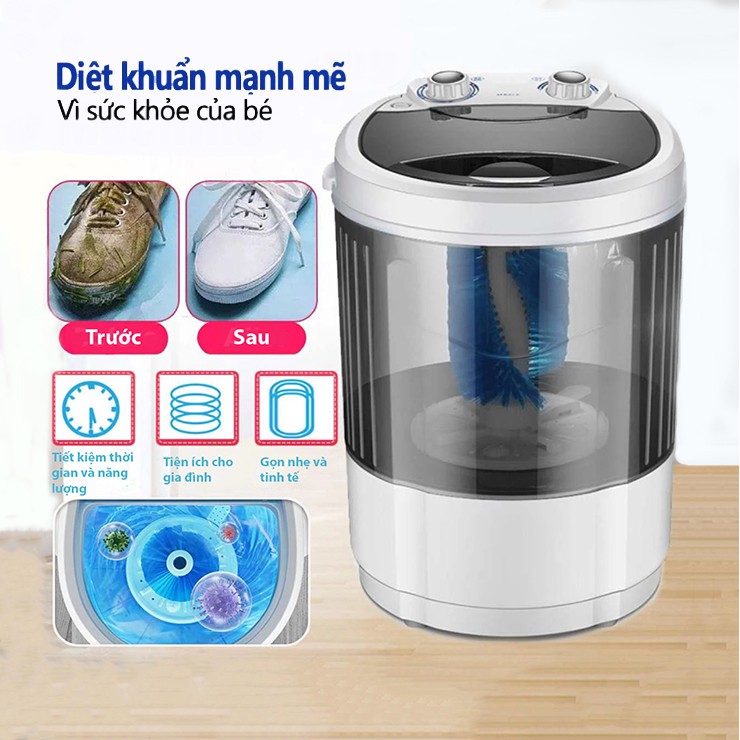 Máy giặt mini nhỏ gọn, giặt vắt quần áo trẻ em, đồ nhỏ phù hợp cho các mẹ và sinh viên