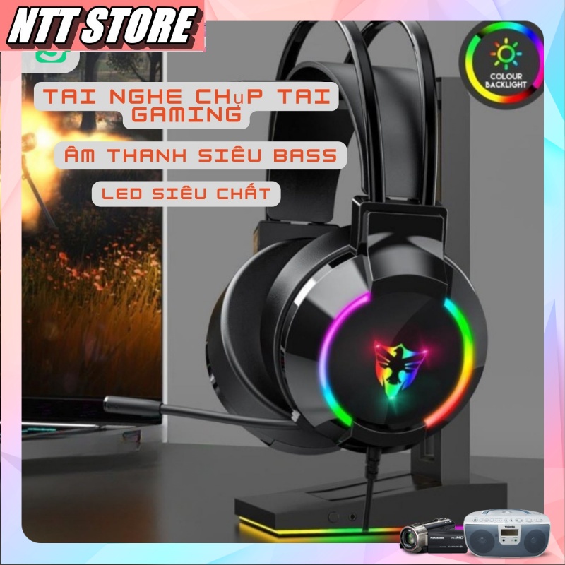Tai nghe Gaming NG 606 jack cắm usb âm thanh 7 1 bass cực chất led RGB Fullbox NNT Store