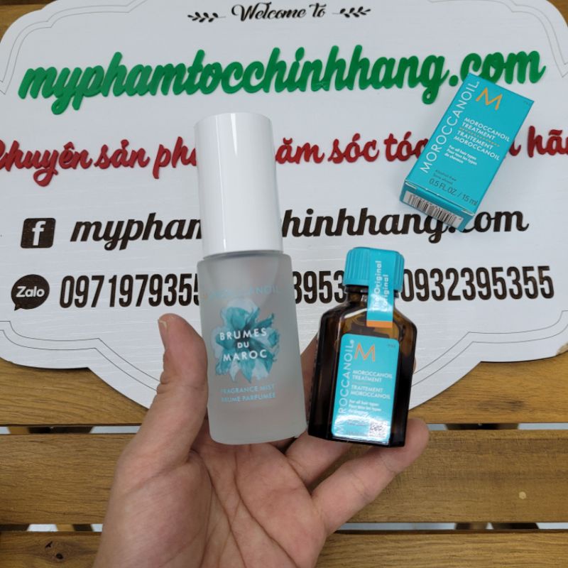 Dầu dưỡng tóc Moroccanoil 15ml và xịt thơm tóc và cơ thể Brumes du maroc 30ml (Magical minis)