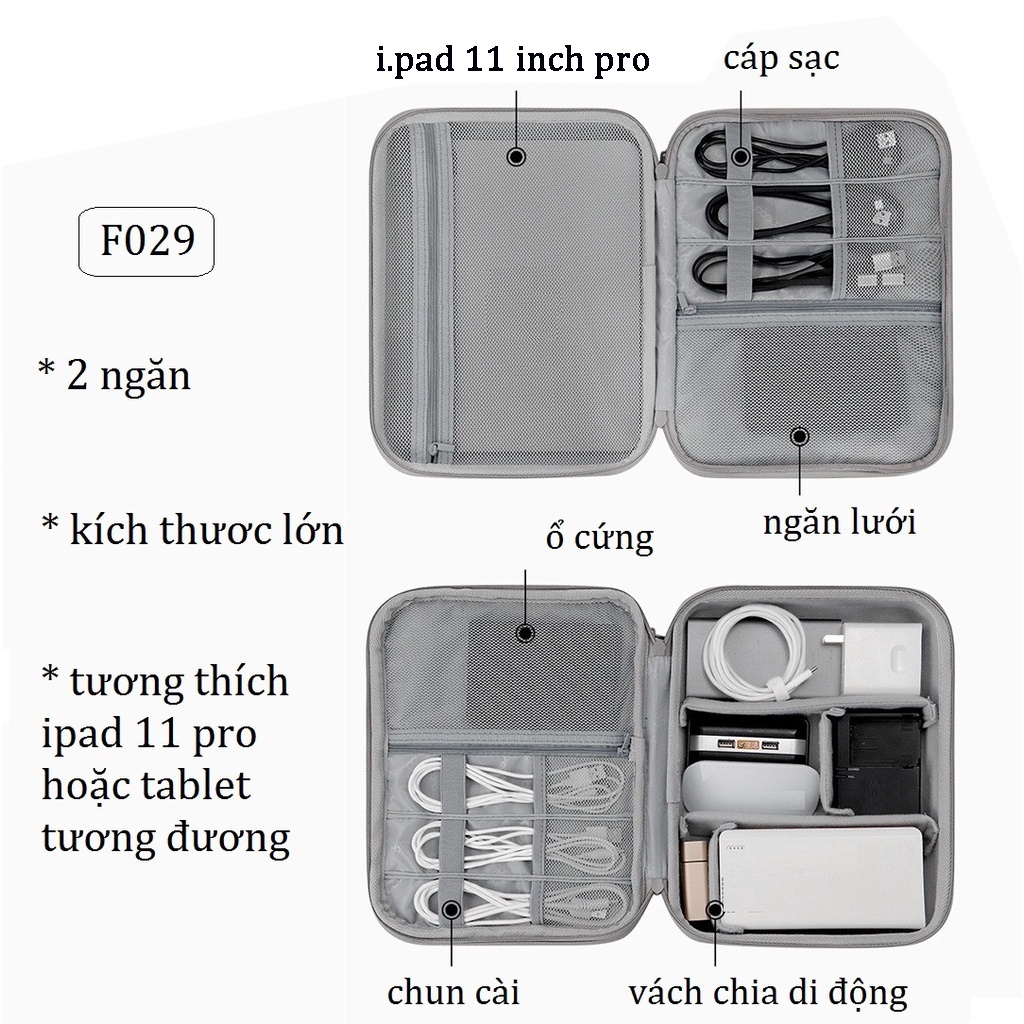 Túi Đựng Phụ Kiện Công Nghệ Phom Cứng, Hộp Đựng Cáp Sạc Laptop Máy Tính Bảng, Pin Dự Phòng, Đồ Trang Điểm, Mỹ Phẩm Baona