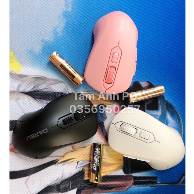 Chuột  Dareu LM115G Pink / Black / White không dây - có nút trợ năng