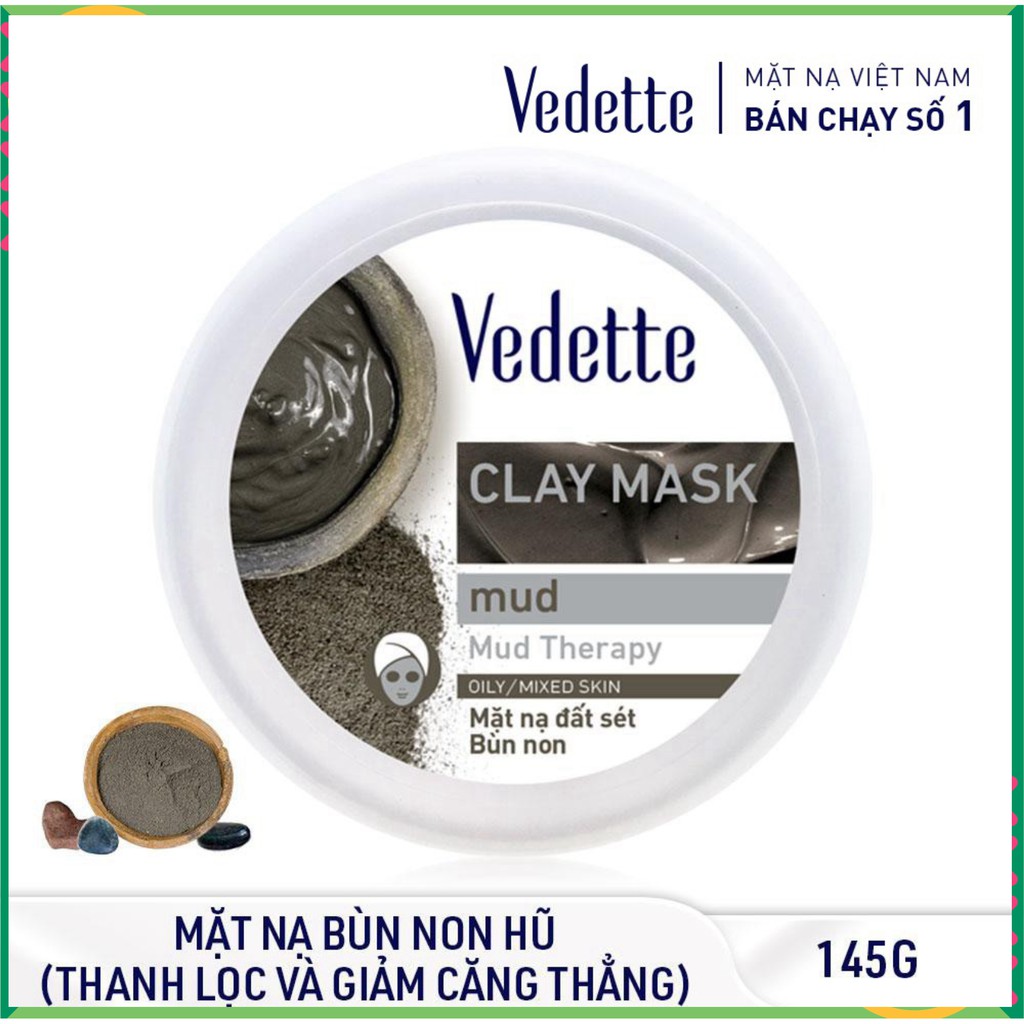 ❇️ Mặt Nạ Đất Sét Bùn Khoáng 145g VEDETTE - THANH LỌC & GIẢM CĂNG THẲNG - TPM270