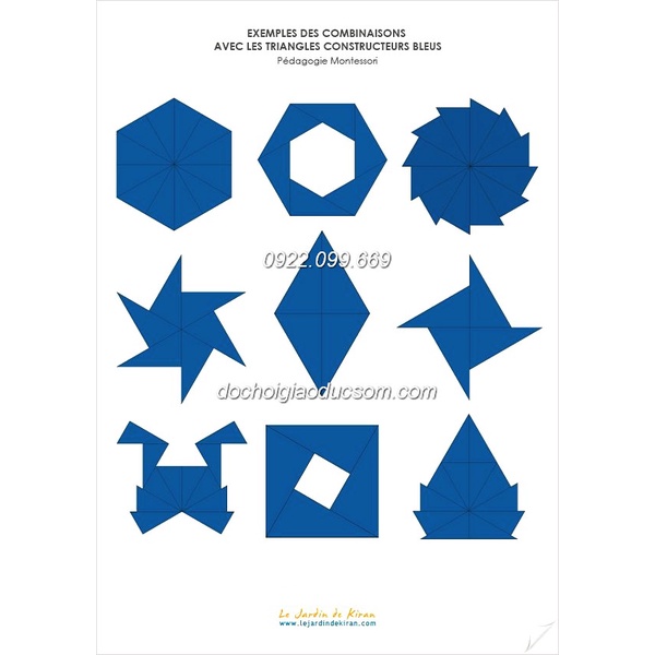 Hộp đựng các hình tam giác vuông màu xanh - Box of Blue Triangles Giáo cụ Montessori