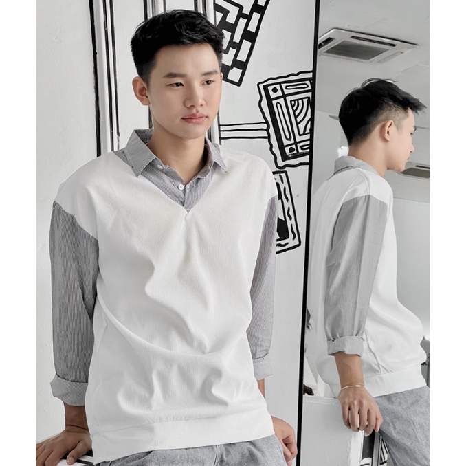 Áo Sơ Mi Phối Nhung Mịn Nam Nữ Tay Dài Hai Unisex Hot Trend Mr Smile 99 Shop
