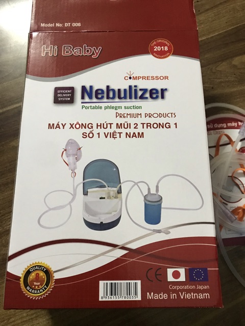 Máy xông+ hút mũi họng Nebulizer (Bảo hành vĩnh viễn)