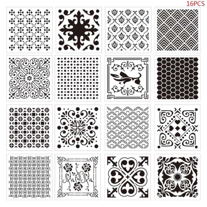 Bộ 16 khuôn vẽ bằng nhựa đa chức năng