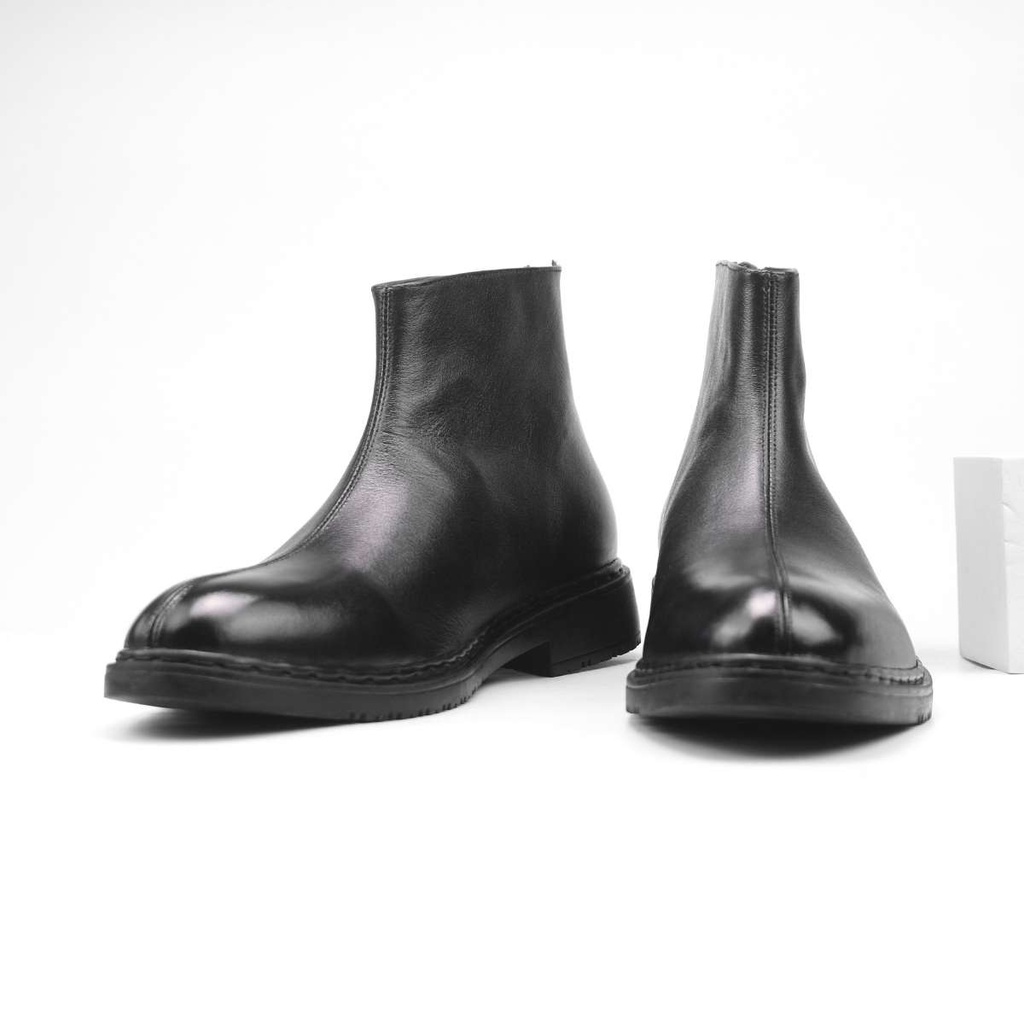 Giày Chelsea Zip Boots Black da bò