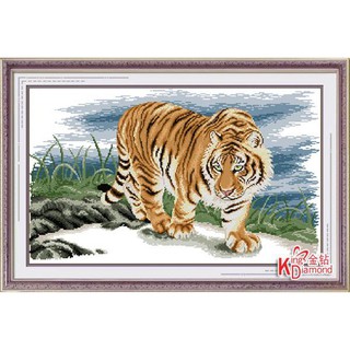 Tranh Thêu Chữ Thập Hổ Trên Thảo Nguyên DW0509 (KHÁCH TỰ THÊU) KT:80X51CM