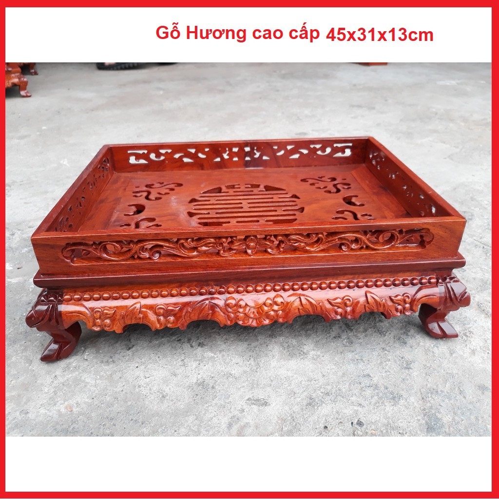 Khay trà Chân Qùy cao cấp gỗ hương Hàng loại 1 (có khay hứng nước inox )