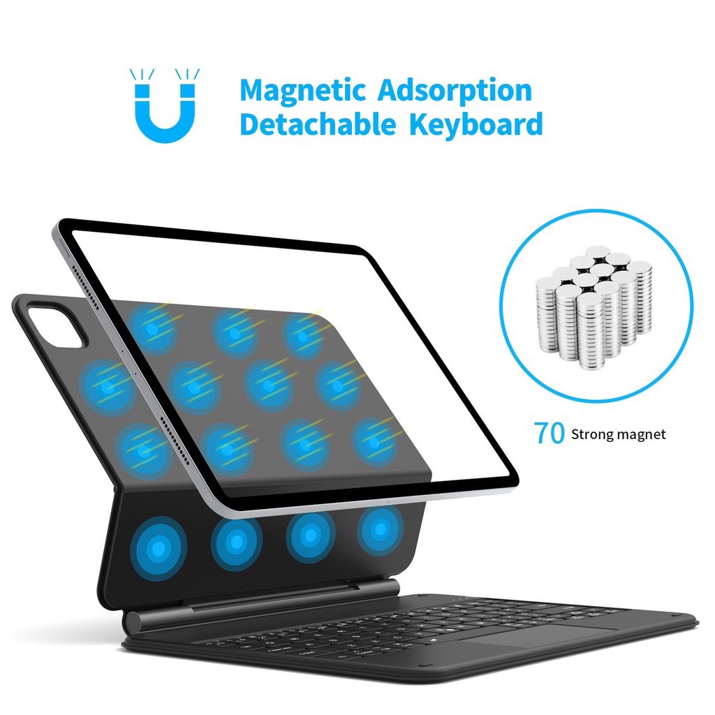 Bao da nam châm kèm bàn phím trackpad Wiwu Magic KeyBoard cho Tablet Gen 10 10.9 2022 ,11 inch / M1 / M2 , 12.9/ M1/ M2