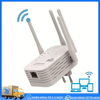 Kích Sóng Wifi 4 Râu Ăng Ten Phát Xuyên Tường Chuẩn N Tốc Độ 300mbps Màu Trắng Bộ Kích Sóng Wifi Thu Phát Mở Rộng Sóng