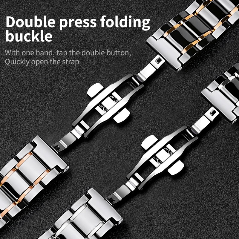 Dây đeo bằng gốm + thép không gỉ 44mm 40mmm 42mm 38m sang trọng thích hợp cho Apple Watch dòng 6 SE 5 4 3