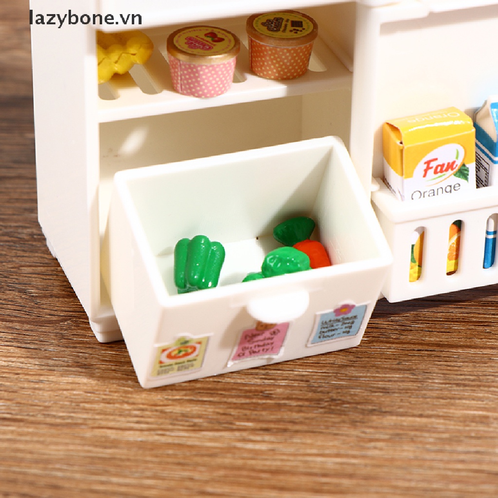Bộ 16 Mô Hình Tủ Lạnh Màu Trắng Tỉ Lệ 1: 12 Trang Trí Nhà Búp Bê