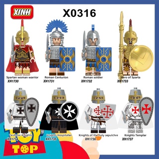 [Một con] mini lắp ráp ghép lính trung cổ lính roman chiến binh la mã Sparta hiệp sĩ lính thập tự X0316
