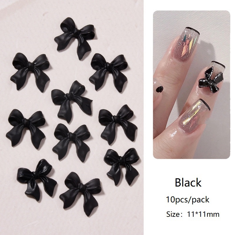 Phụ Kiện Trang Trí Móng Tay Hình Nơ Trắng Đen 3D DIY