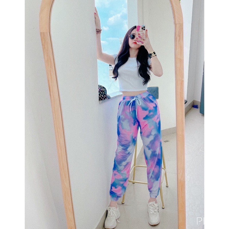 Set áo thun quần loang màu, Set bộ thể thao nữ loang màu hàng cao cấp | BigBuy360 - bigbuy360.vn