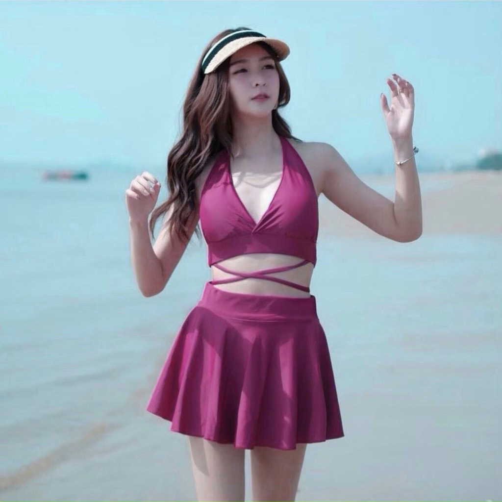 Đồ Bơi Nữ Hai Mảnh Quần Váy Nhiều Màu Freesize Bin Sports BHV115