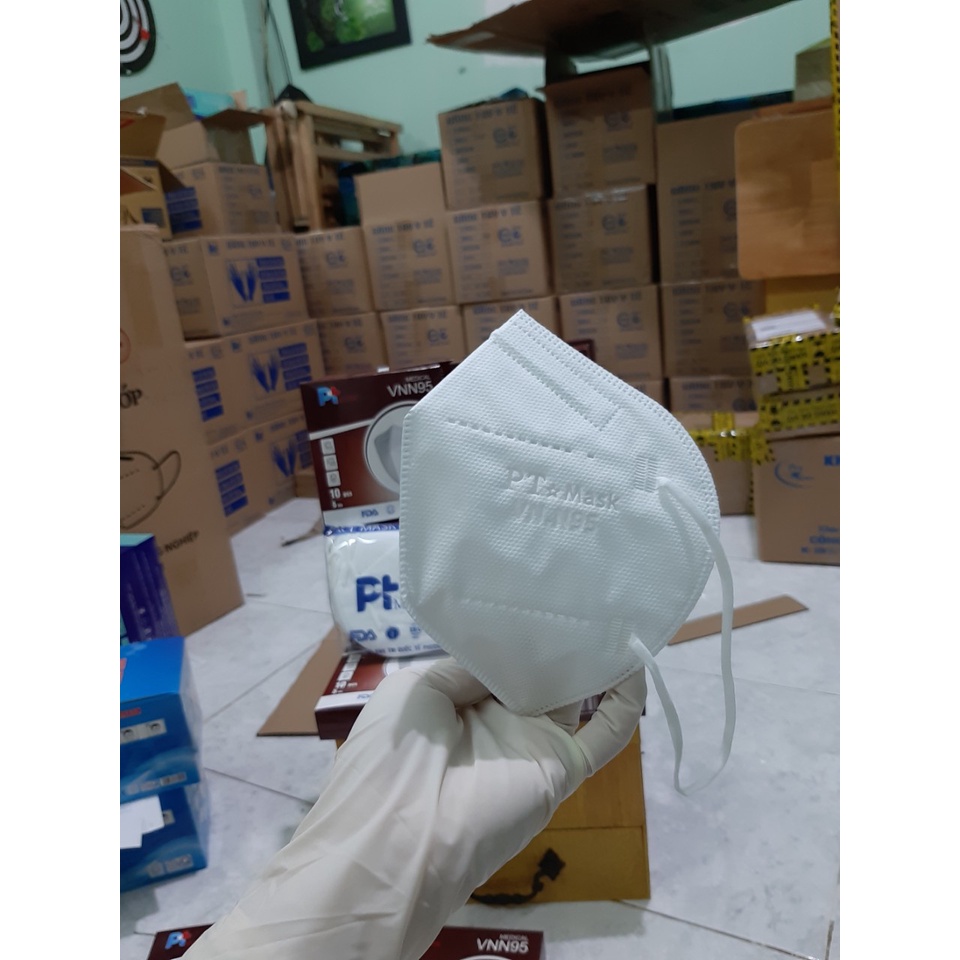 1 hộp Khẩu Trang 3D _ PT Mask VNN95 (Không Van) VT0694 _ 5 lớp chống bụi mịn PM 2.5 sẵn hàng màu trắng bảo vệ sức khỏe